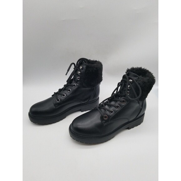 Bandolino Womens Livia Black  Round Toe Lace Up Combat Boots - Picture 4 of 6